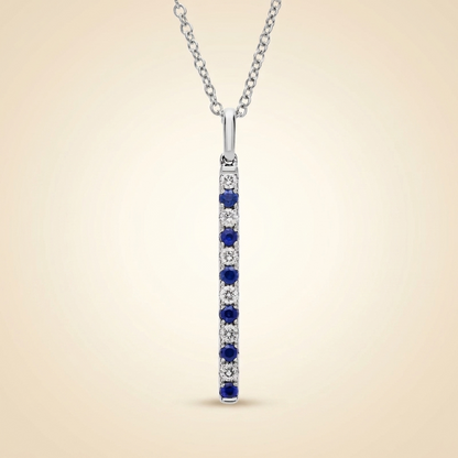 Lab Grown Diamond and Sapphire Vertical Bar Pendant Necklace