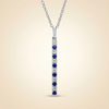 Lab Grown Diamond and Sapphire Vertical Bar Pendant Necklace