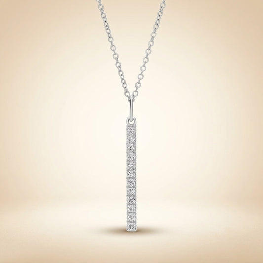 Lab Grown Diamond Vertical Bar Pendant Necklace in Gold