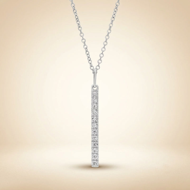 Lab Grown Diamond Vertical Bar Pendant Necklace in Gold