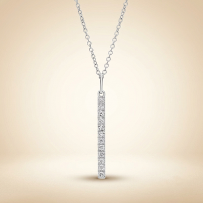 Lab Grown Diamond Vertical Bar Pendant Necklace in Gold