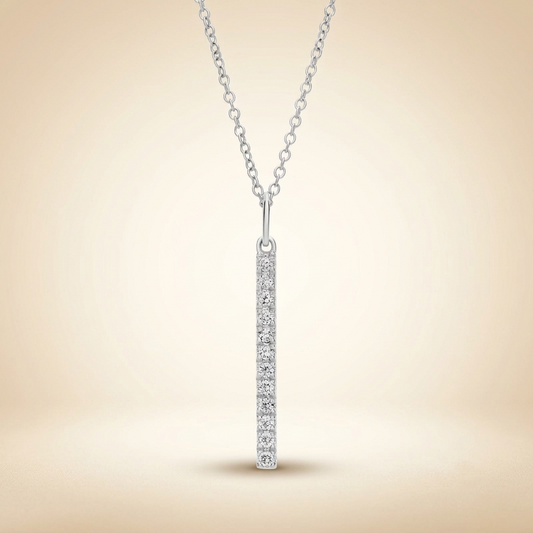 Lab Grown Diamond Vertical Bar Pendant Necklace in Gold