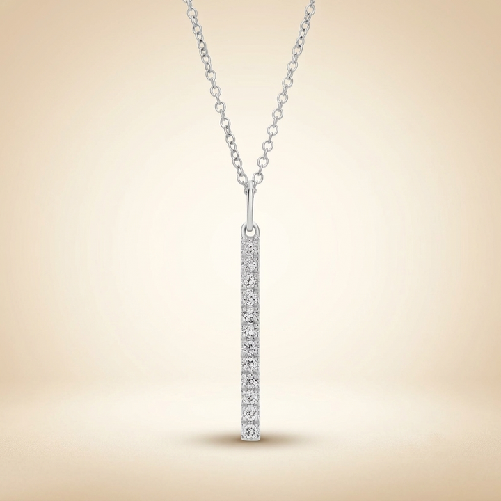 Lab Grown Diamond Vertical Bar Pendant Necklace in Gold