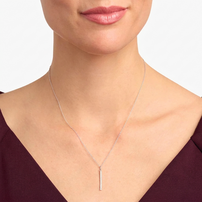 Lab Grown Diamond Vertical Bar Pendant Necklace in Gold