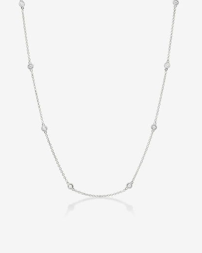 Lab Grown Diamond Station Necklace, Bezel Set Diamonds by the Yard Chain
