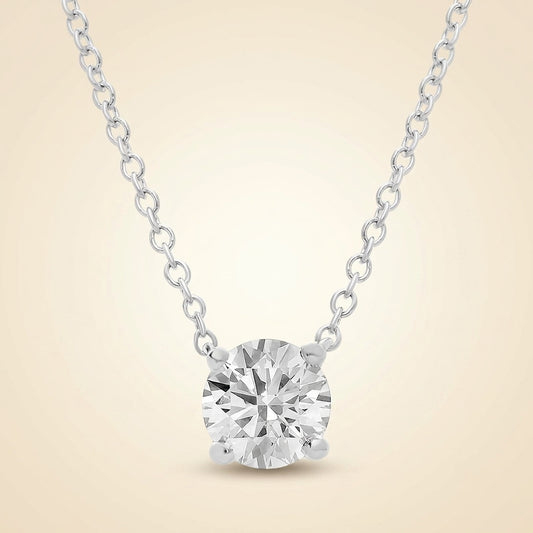 Lab Grown Round Diamond Solitaire Pendant Necklace in Gold