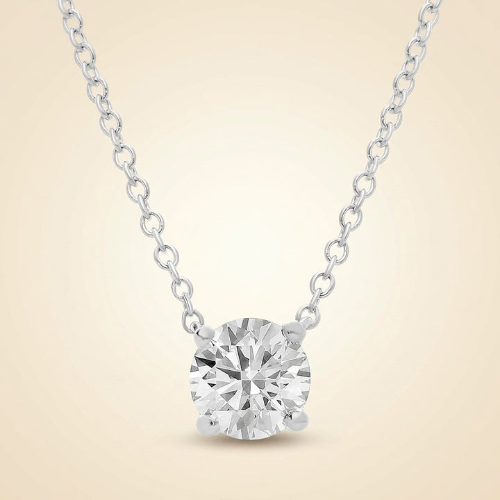 Lab Grown Round Diamond Solitaire Pendant Necklace in Gold