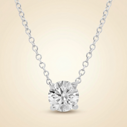 Lab Grown Round Diamond Solitaire Pendant Necklace in Gold