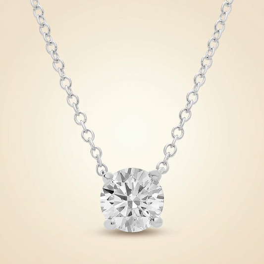 Lab Grown Round Diamond Solitaire Pendant Necklace in Gold