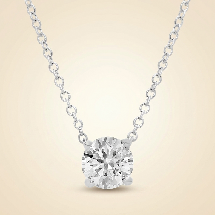 Lab Grown Round Diamond Solitaire Pendant Necklace in Gold