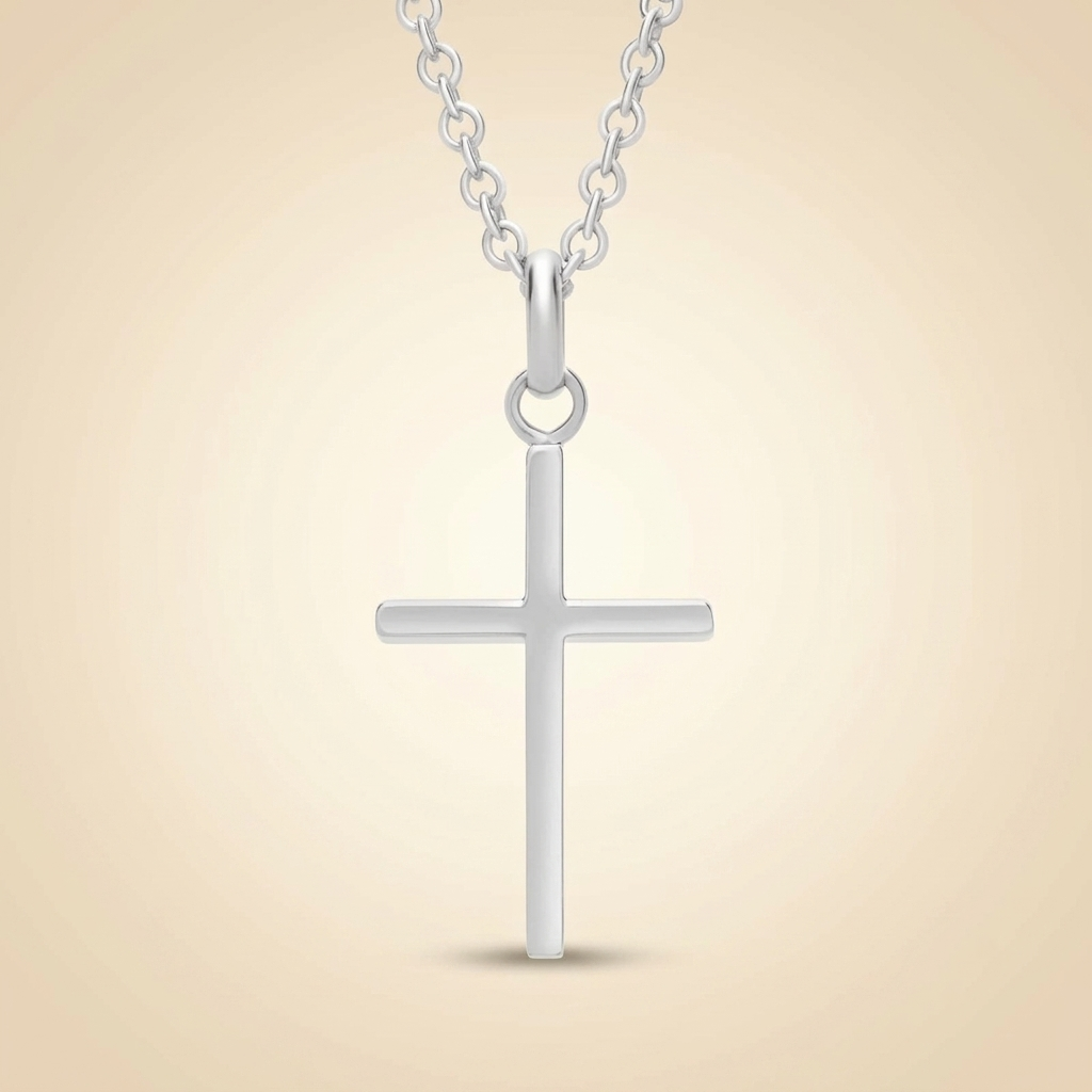 classic plain cross pendant necklace in gold