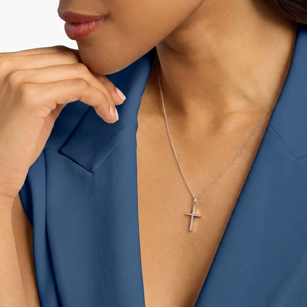 classic plain cross pendant necklace in gold