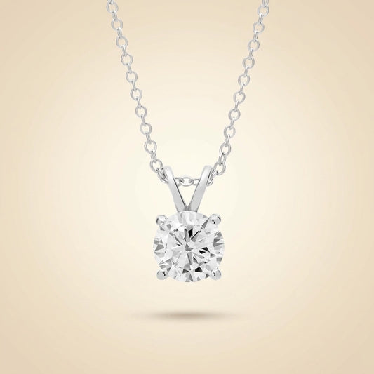Lab Grown Round Diamond Solitaire Pendant Necklace in Gold