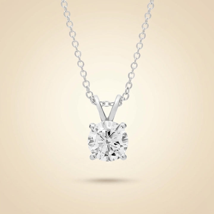 Lab Grown Round Diamond Solitaire Pendant Necklace in Gold