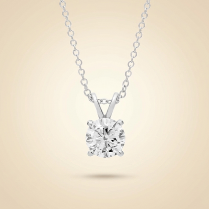 Lab Grown Round Diamond Solitaire Pendant Necklace in Gold