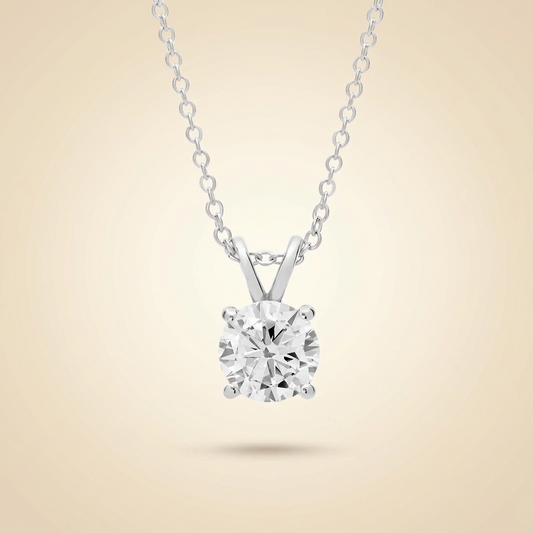 Lab Grown Round Diamond Solitaire Pendant Necklace in Gold