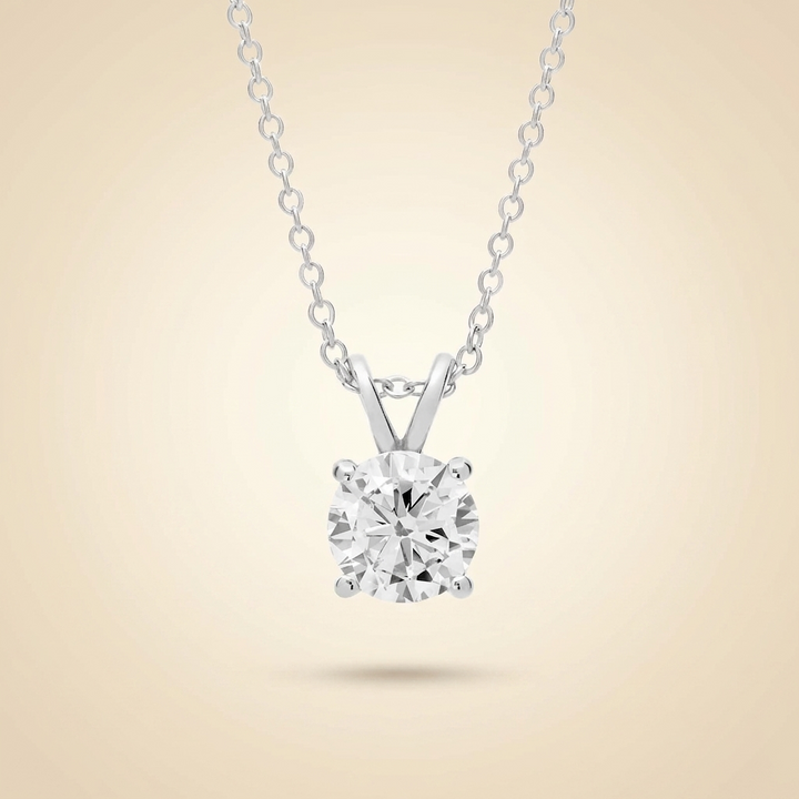 Lab Grown Round Diamond Solitaire Pendant Necklace in Gold