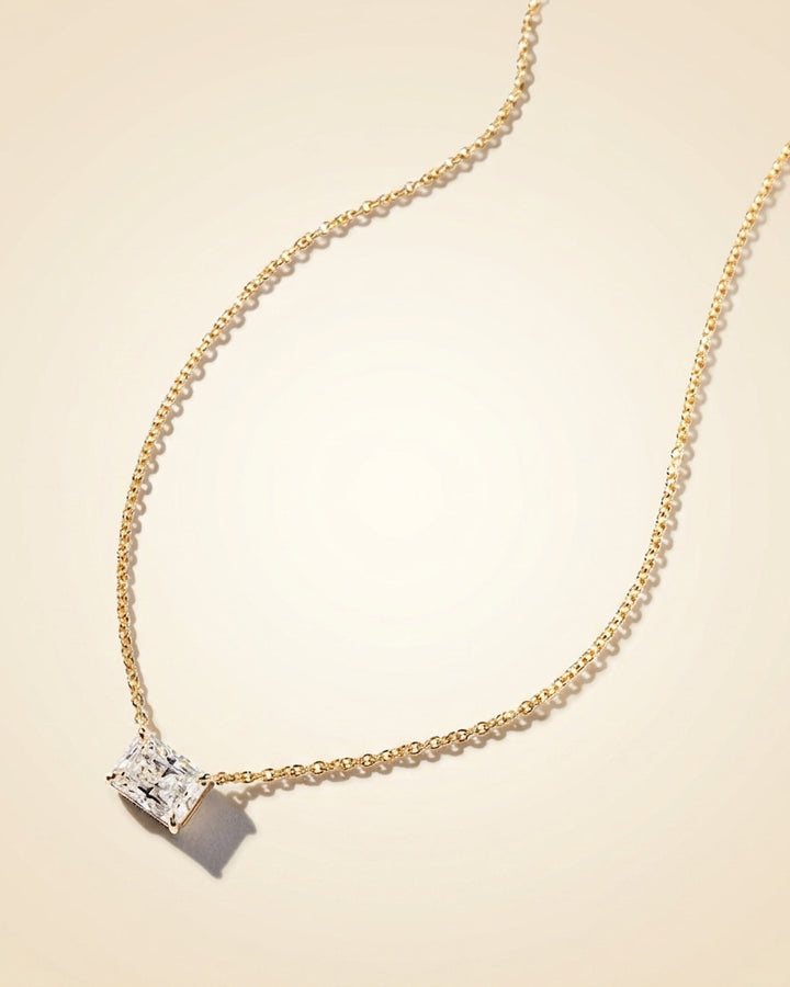 Lab Grown East-West Radiant Cut Diamond Solitaire Necklace