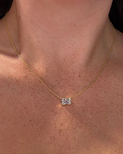 Lab Grown East-West Radiant Cut Diamond Solitaire Necklace