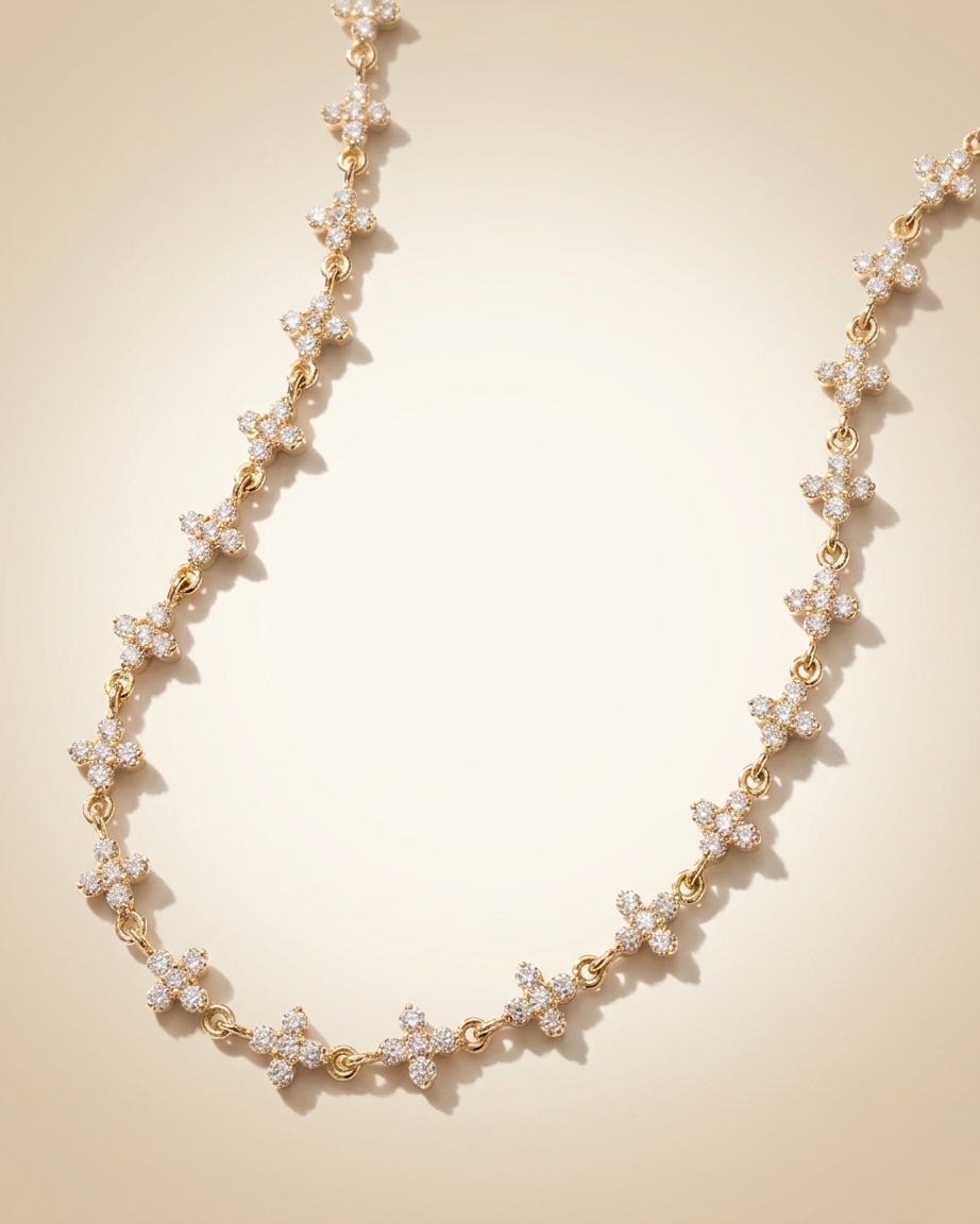 lab grown diamond floral station necklace