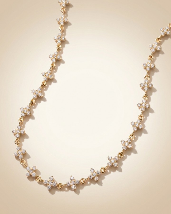 Lab Grown Diamond Floral Station Necklace