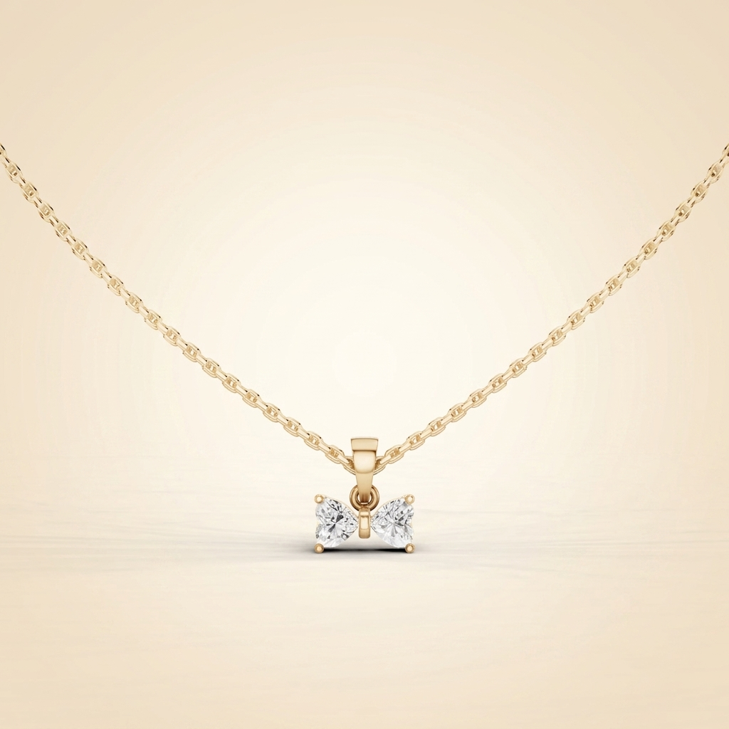 lab grown diamond bow pendant necklace