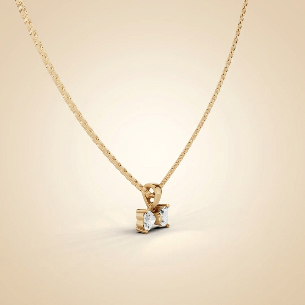 lab grown diamond bow pendant necklace