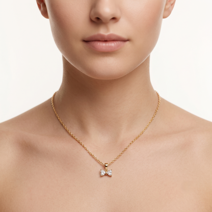 Lab Grown Diamond Bow Pendant Necklace