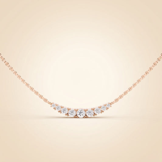 Lab Grown Graduated Diamond Curved Bar Necklace