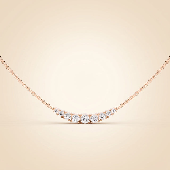 Lab Grown Graduated Diamond Curved Bar Necklace