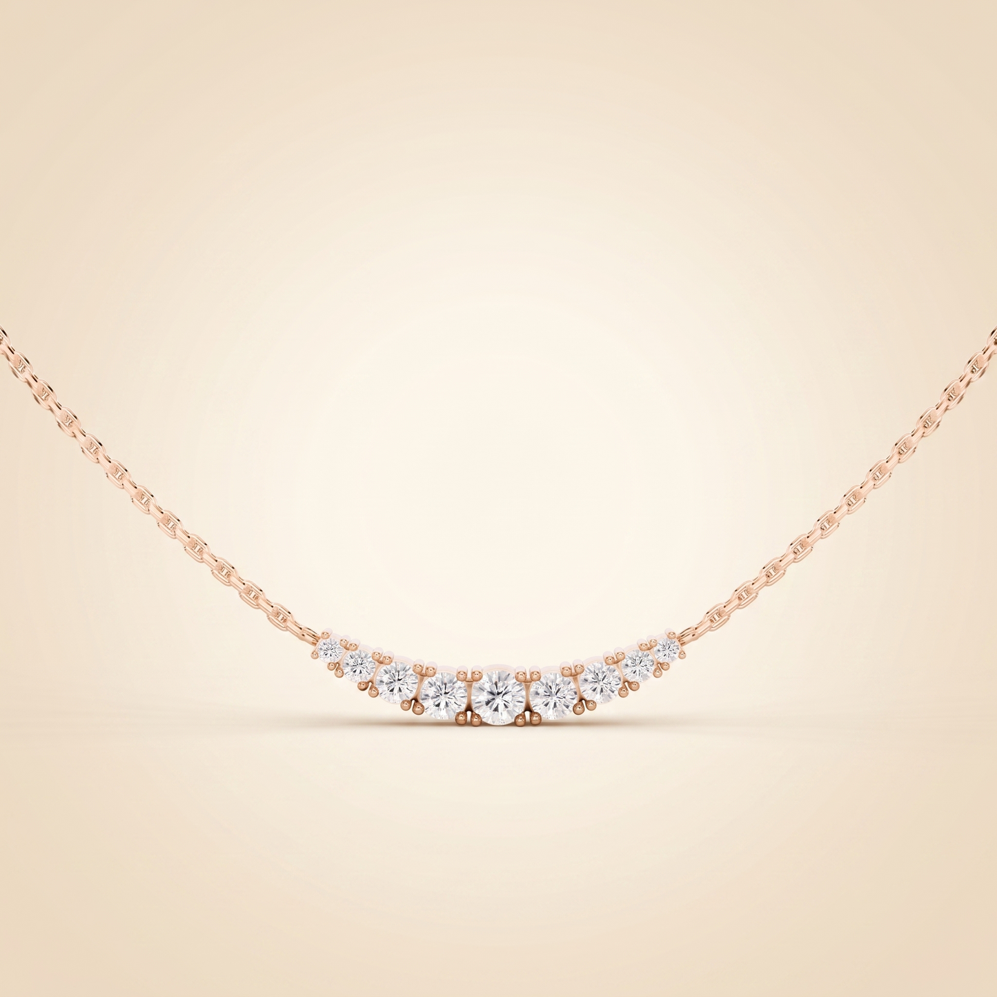 lab grown graduated diamond curved bar necklace