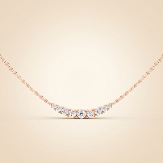 Lab Grown Graduated Diamond Curved Bar Necklace