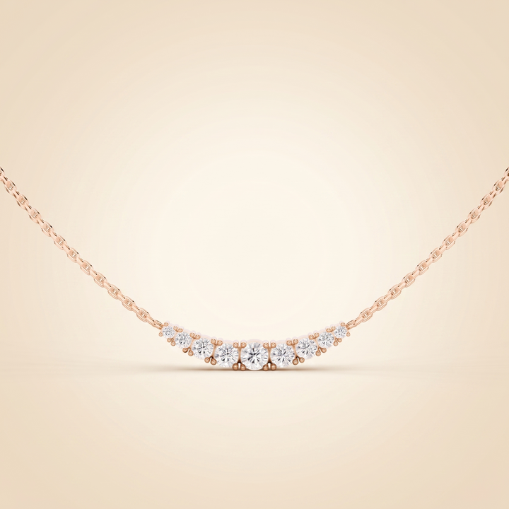 Lab Grown Graduated Diamond Curved Bar Necklace