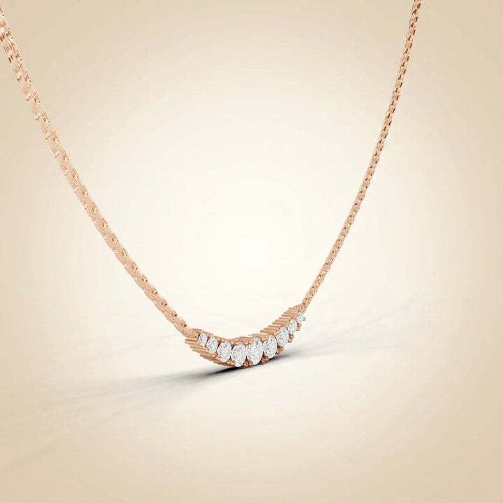 Lab Grown Graduated Diamond Curved Bar Necklace