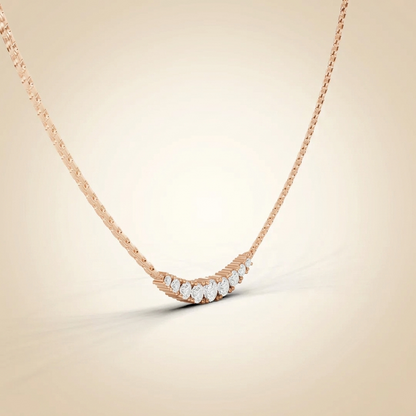 Lab Grown Graduated Diamond Curved Bar Necklace