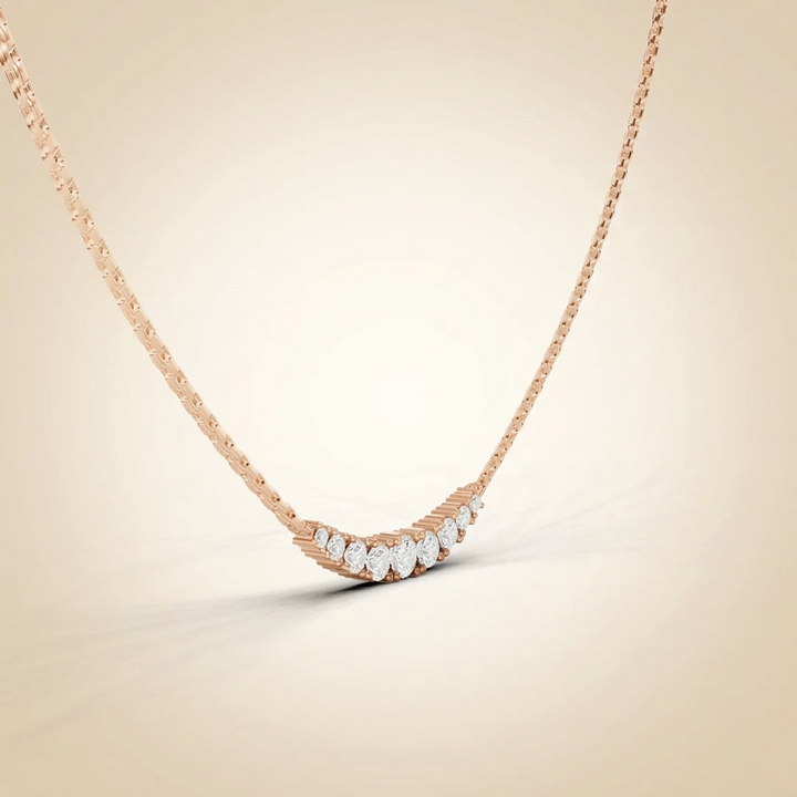 Lab Grown Graduated Diamond Curved Bar Necklace