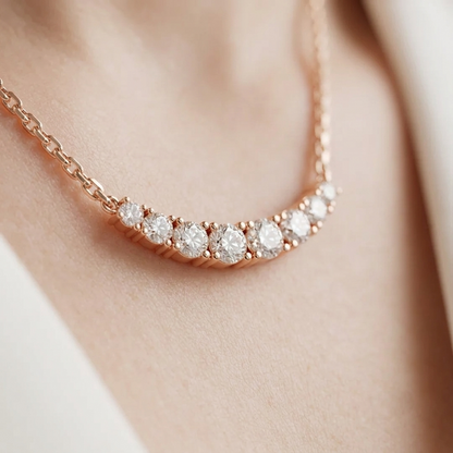 Lab Grown Graduated Diamond Curved Bar Necklace