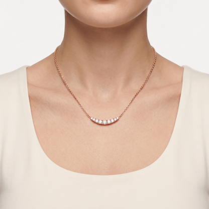 Lab Grown Graduated Diamond Curved Bar Necklace