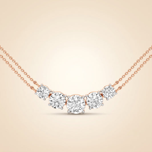 5C Lab Grown Five-Stone Graduated Diamond Arc Necklace