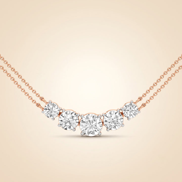 5C Lab Grown Five-Stone Graduated Diamond Arc Necklace