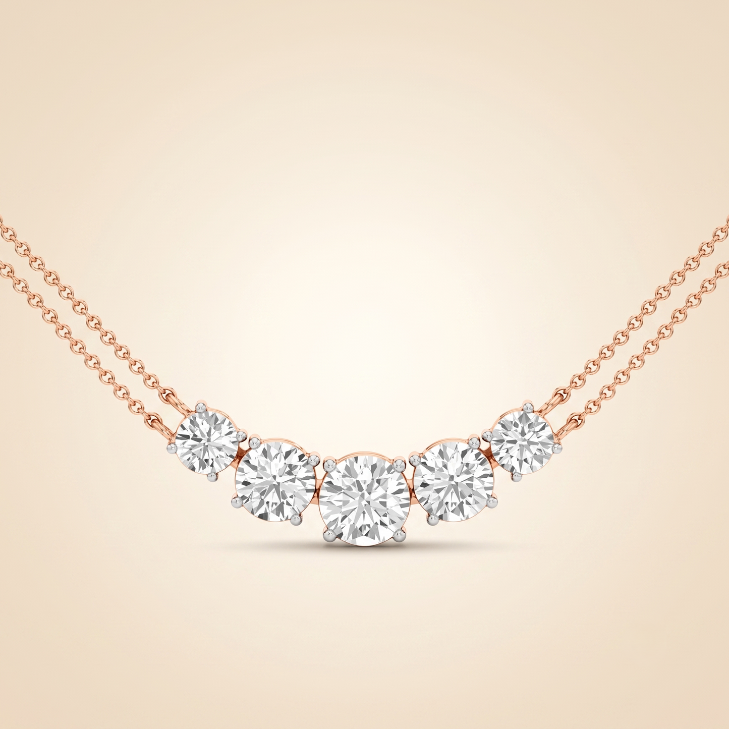 lab grown five-stone graduated diamond arc necklace