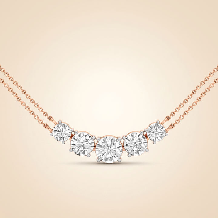 5C Lab Grown Five-Stone Graduated Diamond Arc Necklace