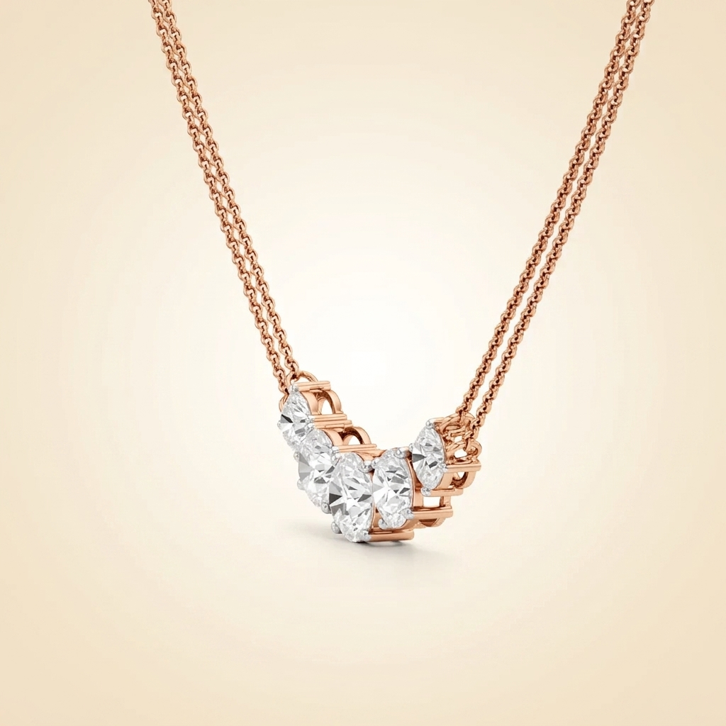 lab grown five-stone graduated diamond arc necklace
