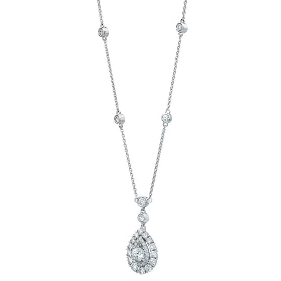 lab grown diamond round halo station drop necklace