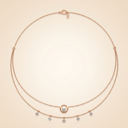 Lab Grown Diamond Double Layer Circle & Charm Necklace