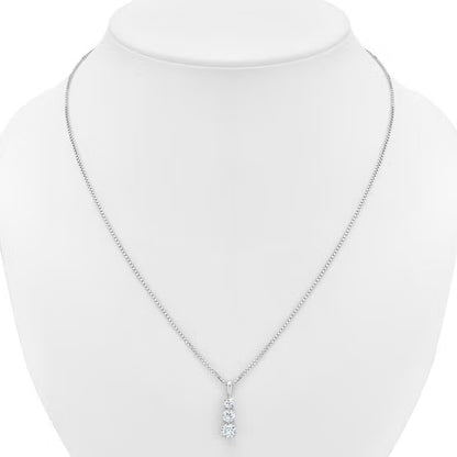Lab Grown Three Stone Diamond Drop Pendant Necklace
