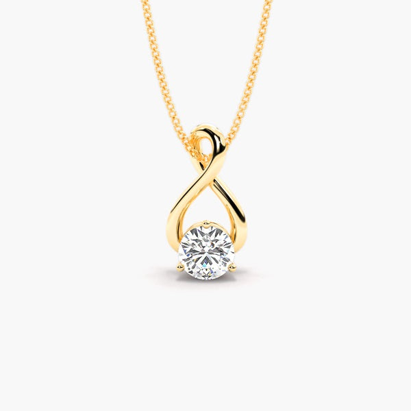 lab grown diamond infinity twist solitaire pendant necklace