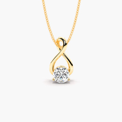 Lab Grown Diamond Infinity Twist Solitaire Pendant Necklace