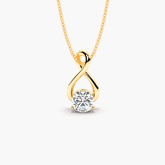 Lab Grown Diamond Infinity Twist Solitaire Pendant Necklace