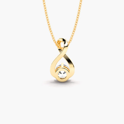 Lab Grown Diamond Infinity Twist Solitaire Pendant Necklace